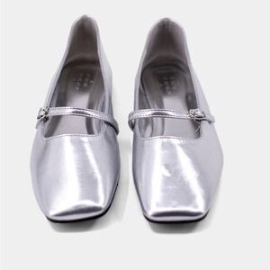 ADELE Silver Ballet Flats